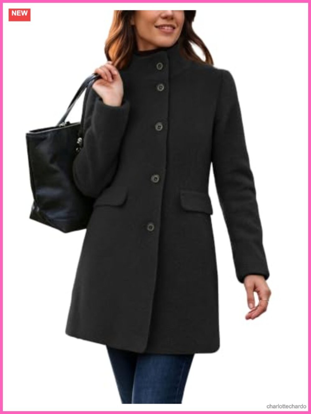 Boucle Wool Pea Coat Single Breast Fuzzy Fleece Winter Trench Jacket